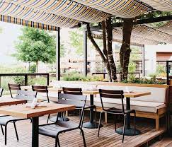 Maybe you would like to learn more about one of these? Six New Restaurants With Stylish Interiors Outdoor Restaurant Restaurant Seating Outdoor Restaurant Design