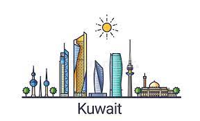 Flat Line Kuwait Banner Banner Of Kuwait City Skyline In Flat Line Trendy Style Ad Banner City Skyline Ba Kuwait City Kuwait National Day City Icon