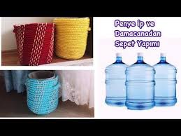 Penye Ip Ve Damacanadan Sepet Yapimi Diy Learn How To Make T Shirt Yarn Crochet A Basket Youtube Sepetler Orgu Fikirler