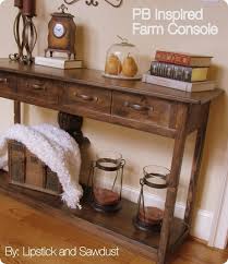 This table has a lot of possibilities which would allow it to be a great piece for most any home. Farmhouse Style Console Table Knockoffdecor Com