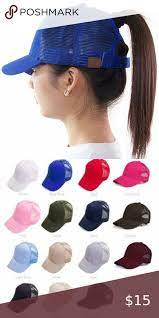 C C Solid Color Ponytail Bun Mesh Baseball Cap Mesh Baseball Cap Ponytail Bun Ponytail