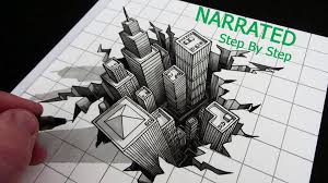 How To Draw A Hole 3d City Optical Illusion Narrated Step By Step Optical Illusions Drawings Optical Illusions Art Illusion Drawings