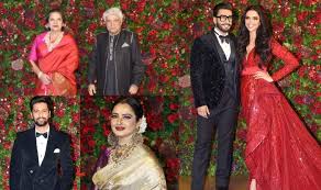 Deepika Padukone Ranveer Singh Mumbai Reception Guests Shabana Azmi Javed Akhtar Rekha Sara Ali Khan Vicky Kaushal Attend The Couple Newlywed couple deepika padukone and ranveer singh hosted a reception for their close friends and family at mumbai's grand hyatt hotel on wednesday.