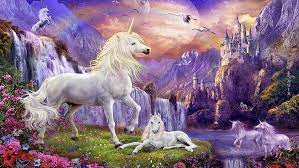 Fantasy Wallpaper Hd Unicorns Horse Castles Waterfalls Mountains Flowers Birds Unicorn Wallpaper Unicorn Backgrounds Unicorn Pictures
