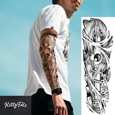 Torn Skin Cyborg Kittytats Temporary Tattoo Sleeves Fake Tattoos Half Sleeve Tattoos Color