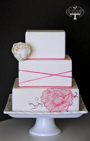Simple Square Cake By Three Little Blackbirds Pretty Wedding Cakes Painted Cakes Cake