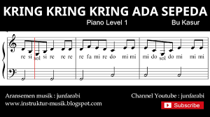 Not Balok Kring Kring Ada Sepeda Tutorial Piano Level 1 Notasi Lagu Anak Doremi Solmisasi Youtube