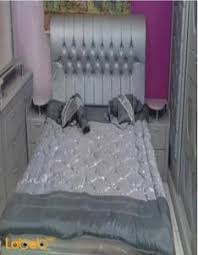 غرفة نوم 7 قطع خشب ماليزي لون فضي سرير بمقاس 2 2 متر