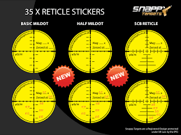 You can use your reticle to estimate the size now jot down your numbers onto your dope card for future reference. Half Mil Dot Aim Point Stickers X 35 Snappy Targets