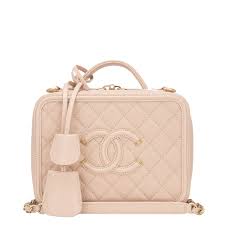 Chanel vanity leather crossbody bag. Chanel Light Beige Caviar Small Filigree Vanity Case World S Best