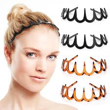 4Pcs Zig Zag Headbands, Sharks Tooth Hair Comb, No Comoros