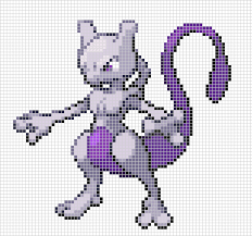 150 Mewtwo Dessin Petit Carreau Point De Croix Pokemon Modele Pixel Art