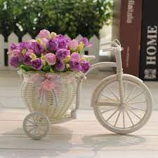 Completely white bike, tires and all!!! Diy Plastic White Tricycle Bike Flower Basket Bicycle Container For Flower Plant Home Wedding Party Decoration Wreaths Artificial Dried Flowers Aliexpress
