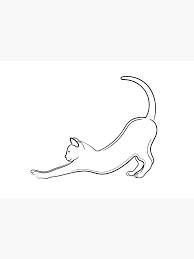 Cat Stretching Line Drawing Sticker By Adam Regester Animal Line Drawings Line Art Drawings Flower Art Drawing