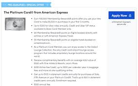 Apply today and start earning rewards and cash back. Great Deal 100 000 Point Amex Platinum Credit Card Offer Targeted Deals We Like