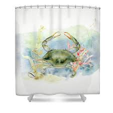 Blue Crab Shower Curtain For Sale By Kelley Freel Ebner In 2020 Curtains For Sale Large Canvas Prints Coastal Shower Curtain