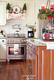 Christmas Decor In Kitchen With Diy Mantel Hood And Candle Chandelier Over Island Christmas Kitchen Decor Christmas Kitchen Diy Christmas Decorations For Home