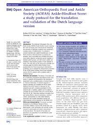 Exposures sofa, qsofa, and sirs criteria applied to data collected within 24 hours of icu admission. Pdf American Orthopaedic Foot And Ankle Society Aofas Ankle Hindfoot Score A Study Protocol For The Translation And Validation Of The Dutch Language Version