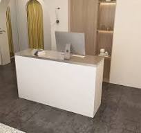 Curved Stainless Steel Cashier Counter Store Small Reception Desk
