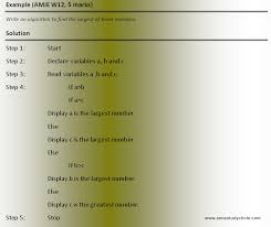 Example Amie W12 5 Marks Write An Algorithm To Find The Largest Of Three Numbers Algorithm This Or That Questions Exam