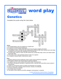 This puzzle covers the vocabulary terms commonly used in a unit on ge. Word Play Discovery Education