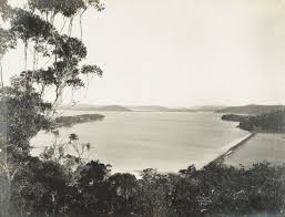 View From President S Hill Gosford Looking Down Broadwater Showing Lion Island Antique Print Map Room Old Photos Tourist Info Old Maps