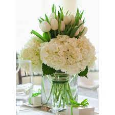 Wedding hydrangea and tulip bouquets. White Hydrangeas Tulips Elegant Flowers Fresno Florists Flowers In Fresno Ca Weddings Funeral Corporate Events Everyday Flowers