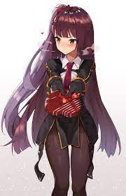 1206089 tie, anime, presents, love, WA2000 (Girls Frontline), simple  background, anime girls, gloves, portrait display, Valentines Day, long  hair, pantyhose, vertical, Girls Frontline - Rare Gallery HD Wallpapers