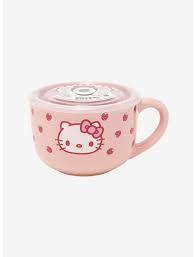 Hello Kitty Strawberries Soup Mug With Lid Hot Topic