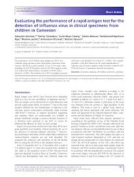 Pdf Evaluating The Performance Of A Rapid Antigen Test For The Detection Of Influenza Virus In Clinical Specimens From Children In Cameroon