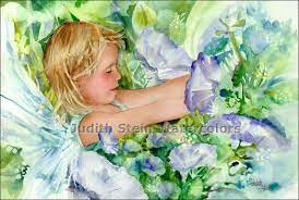 Fairy Princess In White Butterfly Pink Yellow Flowers Etsy Morning Glory Flowers Watercolor Art Prints Watercolor Paintings