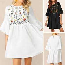 Black And White Sleeve And Color Sleeve Women Flared Sleeve Shirt Dress Bohemian Summer Crochet Mini Dress Sundress Plus Ebay In 2020 Crochet Mini Dress Dress Shirt Sleeves Bohemian Dress