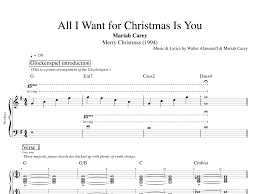 intro i don't want a lot for christmas there is just one thing i need i don't care about the presents underneath the christmas tree i just want you for my own more she also released a movie called mariah carey's all i want for christmas is you in 2017. All I Want For Christmas Is You Mariah Carey Piano Bass Choir Sheet Music Tab Chords Lyrics Play Like The Greats Com