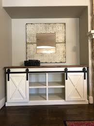 Sliding Barn Door Console In 2020 Barn Door Console Barn Door Tv Stand Barn Door