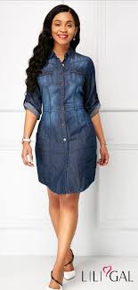 2018 Fashion Trends Turndown Collar Button Up Denim Dress Liligal Denim Dress Fashion Jean Dress Outfits Denim Dress