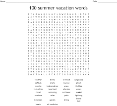 Students can use the color key from the bottom of the worksheet to color in this picture of a beach with colorful. Wordsearch 100 Summer Vacation Words Answer Key An Answer Key Is Provided Molka Circle