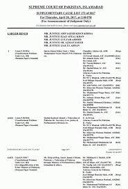 > in the supreme court of pakistan(original jurisdiction)present :mr. Panama Case Judgement Will Announced On 20th April 2017 Sc Cause List Issued Sports Workers Helpline