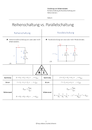Gegenuberstellung Ubersicht Der Reihen Parallelschaltung Unterrichtsmaterial In Den Fachern Physik Technik Bs Gegenuberstellung Physik Lernen Berufsschule