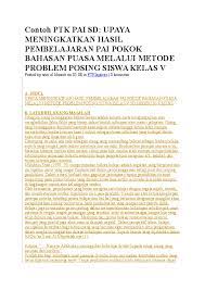 Ptk paud ptk sd ptk smp ptk sma. Doc Contoh Ptk Pai Sd Upaya Meningkatkan Hasil Pembelajaran Pai Pokok Bahasan Puasa Melalui Metode Problem Posing Siswa Kelas V Ferdi Anang Academia Edu