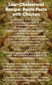 Due to the high level of cholesterol in the average american diet, the usda has put out guidelines that suggest that you should aim 300 mg or. Low Cholesterol Recipe Pesto Pasta With Chiken Healthylivingtips Low Cholesterol Recipes Pesto Chicken Pasta Cholesterol Foods