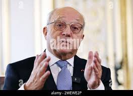 Paris, France. 12th Dec, 2023. Interministerial Digital Director (DINUM), Stephanie  Schaer (R) speaks with French Junior minister for Digital Transition and  Telecommunications Jean-Noel Barrot during a meeting with members of  Alliance, on