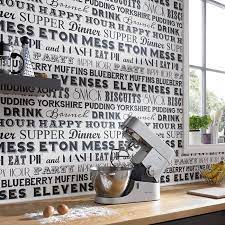 See more ideas about black white kitchen, white kitchen, kitchen inspirations. On The Menu Black White Pie And Mash Kitchen Wallpaper Eton Mess