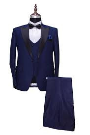 For americans, black tie means tuxedo, a term derived from tuxedo park, ny, the place where the garment was first spotted in the united states. Men Blue Suits Tuxedo Wedding Grooms Dinner Party Wear Suits Etsy In 2021 Blue Suit Men Navy Blue 3 Piece Suit Blue Suit