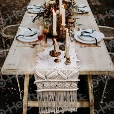 Find farmhouse tables and beautiful farmhouse dining tables now at the farmhouse table company. Aerwo Macrame Table Runner Splicing Cotton And Burlap Table Runner Woven Table Runner Farmhouse Style With Tassels Boho Table Runner For Wedding Bridal Shower Home Dining Table Decor 12 X 108 Inch