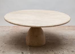 Virginia antique white entertainment center. Round Solid Travertine Pedestal Coffee Table By Peter Draenert 1970s 117240
