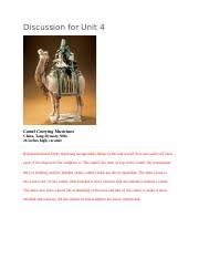 Neither ground line nor background, but has depth in the way figures are arranged higher/lower, larger/smaller. Discussion 4 Arh Docx Discussion For Unit 4 Camel Carrying Musicians China Tang Dynasty 900s 26 Inches High Ceramic Representational Style Depicting Course Hero