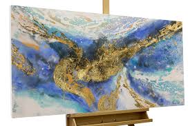 Was sollte man bei 3d analyse berücksichtigen kunst / was kann man sagen zur räumlichkeit? Modernes Acrylgemalde Blau Gold Kaufen Kunstloft