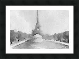 Black And White Framed Prints Eiffel Tower Watercolor Painting Black And White Framed Print By Beverly Brown Prints Painting French Artwork Framed Prints