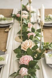 Handcrafted Rose Flower Runner Blush Ivory Dark Red Dusty Rose Flower Centerpieces Wedding Wedding Floral Centerpieces Unique Wedding Flowers