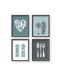 Cadet Blue Kitchen Wall Decor Blue Gray Kitchen Wall Art Etsy In 2022 Kitchen Wall Art Grey Kitchen Walls Blue Dining Room Walls